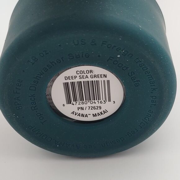 NEW Avana Makai 19 oz Deep See Green Glass Water Bottle ~ Dual Opening - Picture 7 of 7